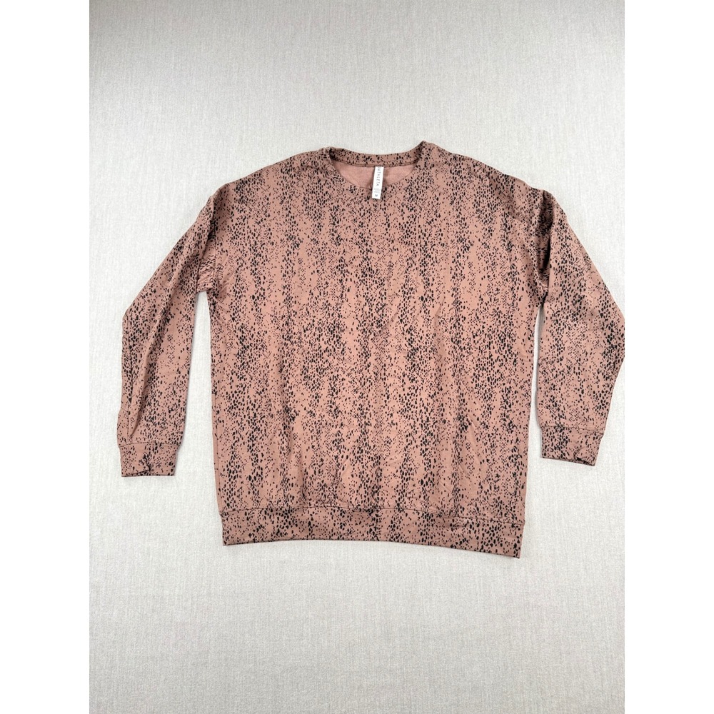 Athleta Women Pink Black Animal Print Tencel Pullover Sweatshirt S/632058-03